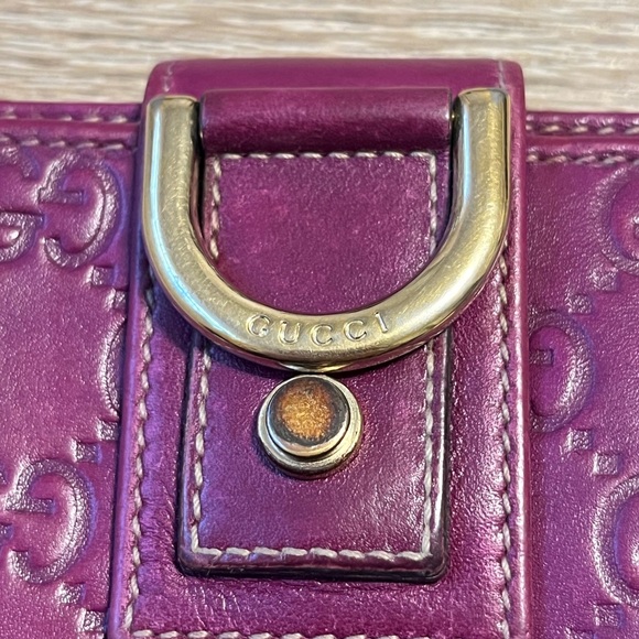 GUCCI Abbey GG Chishima Bifold Purple Leather Wallet - Picture 2 of 13